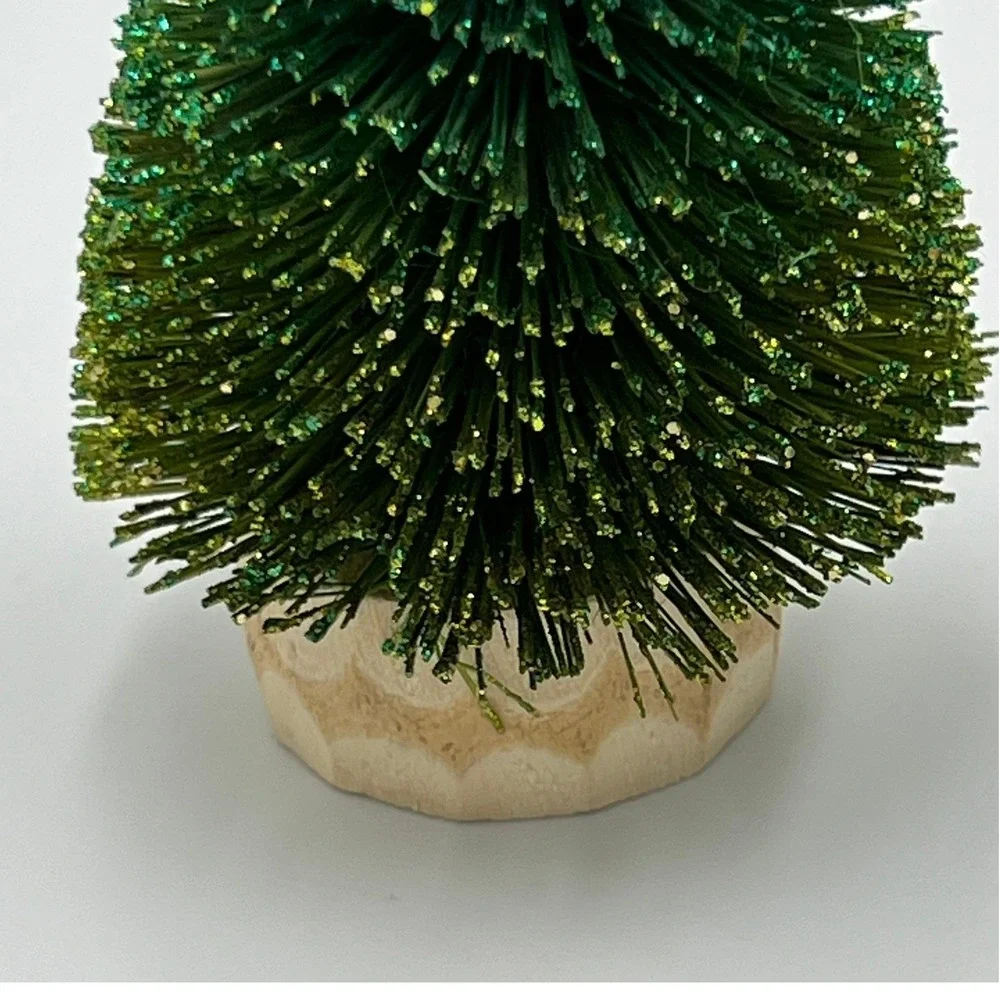 The Container Store Bottle Brush Trees 5in Green Excellent Sisal Set 2